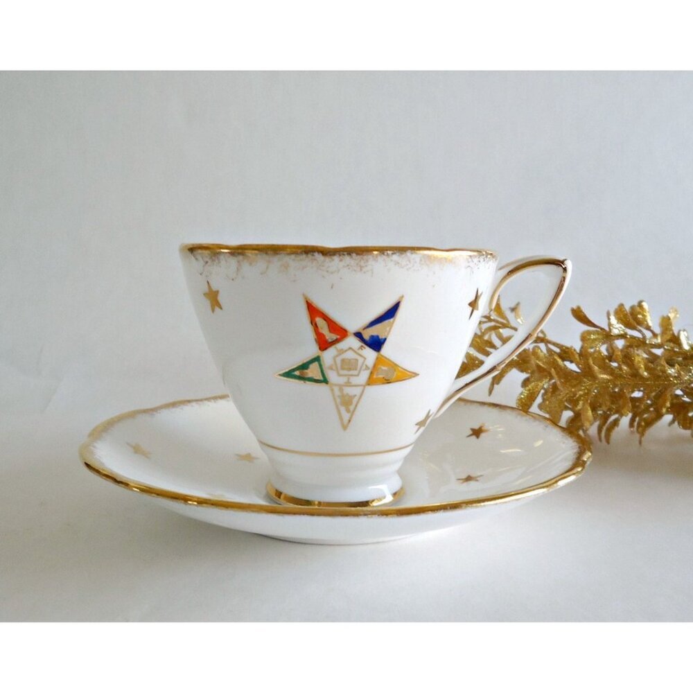 Teacup and Saucer Masonic Royal Stafford Bone China Tea Cup and Saucer
